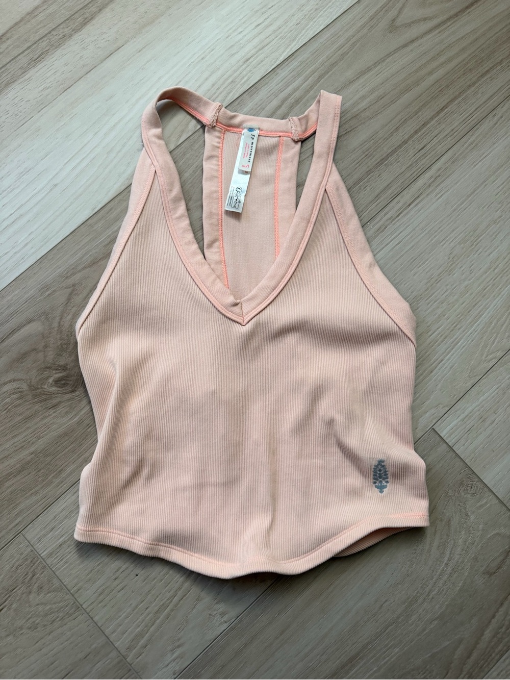 FP Movement by Free People Ribbed Peach V-Neck Racerback Tank